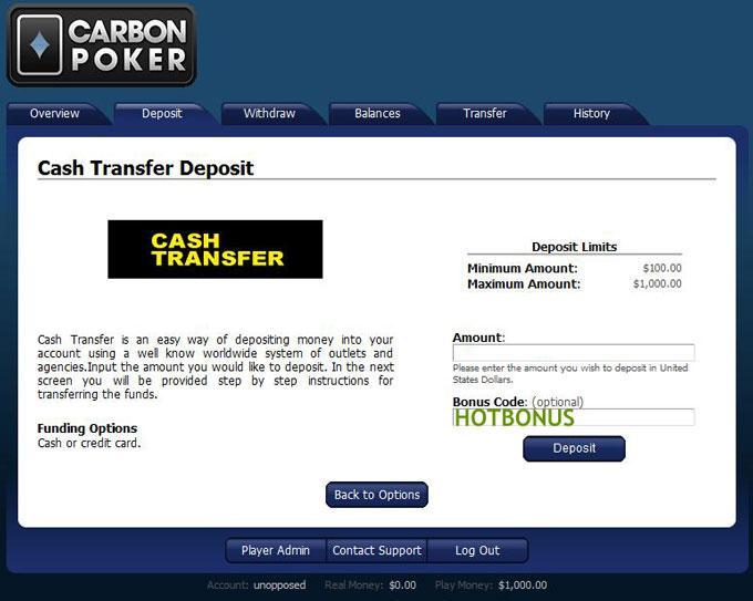 Carbon Poker Coupon Code USA