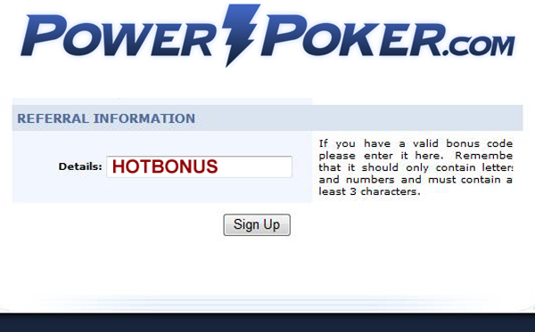Power Poker Bonus Code Instructions