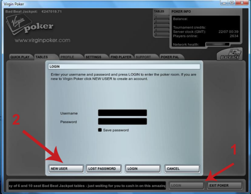 Virgin Poker Sign Up Directions