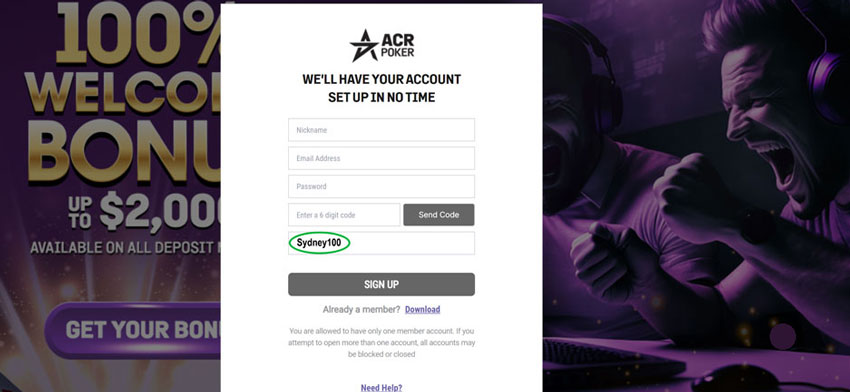 ACR Poker Sign Up Bonus
